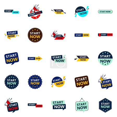 Illustration for 25 Innovative Typographic Banners for promoting starting - Royalty Free Image
