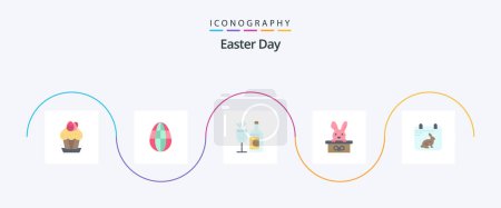 Illustration for Easter Flat 5 Icon Pack Including calender. easter. cart. ddrink - Royalty Free Image