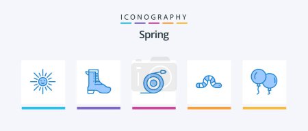 Illustration for Spring Blue 5 Icon Pack Including fly. pauropoda. curved. insect. animal. Creative Icons Design - Royalty Free Image