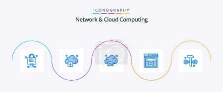 Ilustración de Network And Cloud Computing Blue 5 Icon Pack Including hammer. computing. cloud. errortechnology. web page - Imagen libre de derechos
