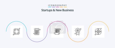 Illustration for Startups And New Business Line 5 Icon Pack Including business. review. budget. badge. record - Royalty Free Image