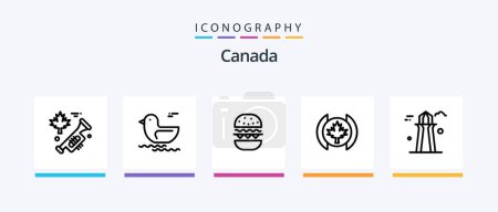 Illustration for Canada Line 5 Icon Pack Including sun. mountains. ax. canada. food. Creative Icons Design - Royalty Free Image