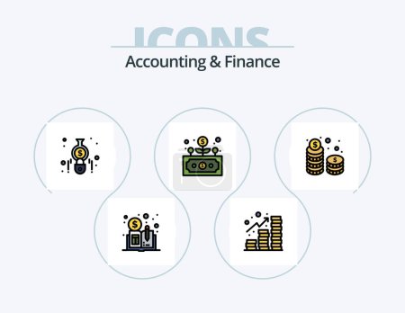 Ilustración de Accounting And Finance Line Filled Icon Pack 5 Icon Design. accounting. revenue. cryptocurrency. money. income - Imagen libre de derechos