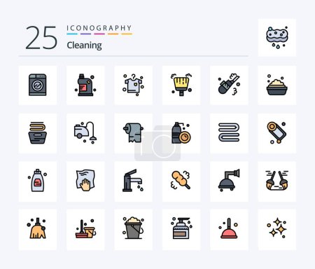 Ilustración de Cleaning 25 Line Filled icon pack including vacuum. cleaner. household. sweep. broom - Imagen libre de derechos