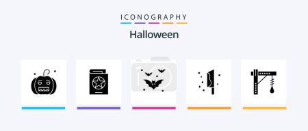 Illustration for Halloween Glyph 5 Icon Pack Including murder. horror. witch. halloween. night. Creative Icons Design - Royalty Free Image