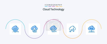 Téléchargez les illustrations : Cloud Technology Blue 5 Icon Pack Including data. share. cloud. online. file - en licence libre de droit