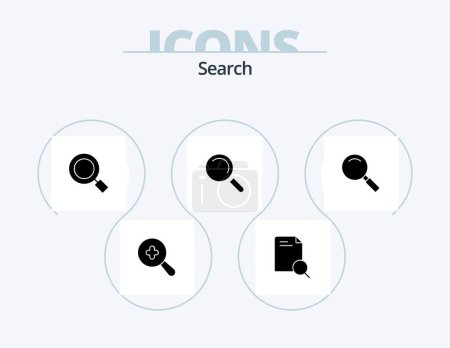 Téléchargez les illustrations : Search Glyph Icon Pack 5 Icon Design. search. look. magnifier. glass. search - en licence libre de droit