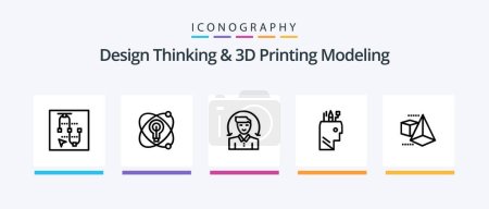 Ilustración de Design Thinking And D Printing Modeling Line 5 Icon Pack Including email. computing. pen . eye . file. Creative Icons Design - Imagen libre de derechos