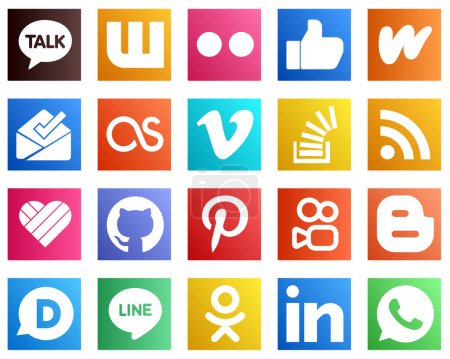 Ilustración de All in One Social Media Icon Set 20 icons such as feed. overflow. inbox. stock and stockoverflow icons. High definition and unique - Imagen libre de derechos