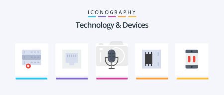 Illustration for Devices Flat 5 Icon Pack Including device. products. microphone. mainboard. devices. Creative Icons Design - Royalty Free Image