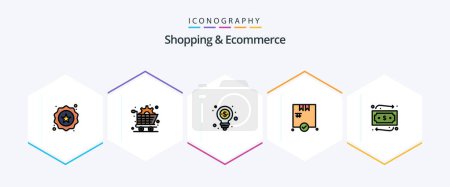 Illustration for Shopping and Ecommerce 25 FilledLine icon pack including travelling. money. bulb. check. shopping - Royalty Free Image