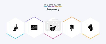 Téléchargez les illustrations : Pregnancy 25 Glyph icon pack including sugar test. blood. healthcare. female. mars - en licence libre de droit