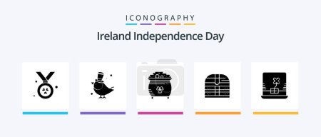 Téléchargez les illustrations : Ireland Independence Day Glyph 5 Icon Pack Including computer. security. coin. ireland. box. Creative Icons Design - en licence libre de droit