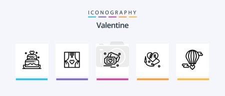 Téléchargez les illustrations : Valentine Line 5 Icon Pack Including valentines day. heart. tube. tree. wedding. Creative Icons Design - en licence libre de droit