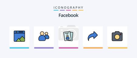 Téléchargez les illustrations : Facebook Line Filled 5 Icon Pack Including image. spark. bag. fire place. fire. Creative Icons Design - en licence libre de droit