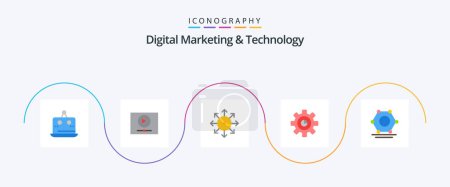 Ilustración de Digital Marketing And Technology Flat 5 Icon Pack Including setting. marketing. marketing. graph. news - Imagen libre de derechos