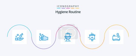 Ilustración de Hygiene Routine Blue 5 Icon Pack Including . sponge. basin. hygienic. wash - Imagen libre de derechos