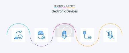 Téléchargez les illustrations : Devices Blue 5 Icon Pack Including power. devices. hardware. cord. microphone - en licence libre de droit