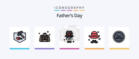 Ilustración de Fathers Day Line Filled 5 Icon Pack Including bag. father. dad. tie. bow. Creative Icons Design - Imagen libre de derechos