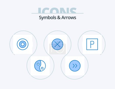 Téléchargez les illustrations : Symbols and Arrows Blue Icon Pack 5 Icon Design. . parking. symbols. park. navigation - en licence libre de droit