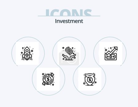 Ilustración de Investment Line Icon Pack 5 Icon Design. share. credit. currency. view. dollar - Imagen libre de derechos