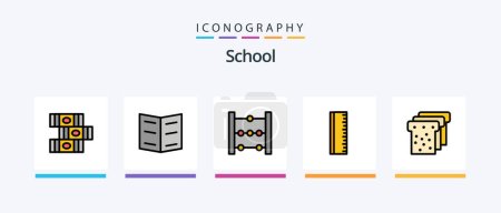 Téléchargez les illustrations : School Line Filled 5 Icon Pack Including gear. education. education. world. bell. Creative Icons Design - en licence libre de droit