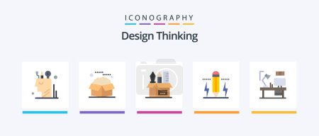 Téléchargez les illustrations : Design Thinking Flat 5 Icon Pack Including edit. pencil. packages. stationary. pencil. Creative Icons Design - en licence libre de droit