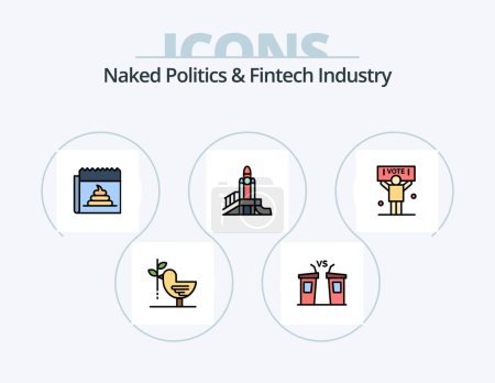 Ilustración de Naked Politics And Fintech Industry Line Filled Icon Pack 5 Icon Design. news. hoax. corrupt. fake. baluance - Imagen libre de derechos