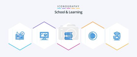 Ilustración de School And Learning 25 Blue icon pack including . graduation. education. education. cd - Imagen libre de derechos