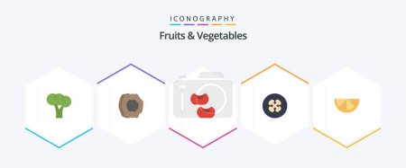 Ilustración de Fruits and Vegetables 25 Flat icon pack including fruit. vegetarian. fruits. fruit. fajita - Imagen libre de derechos