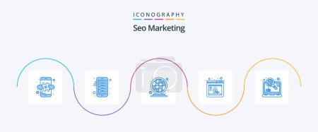 Illustration for Seo Marketing Blue 5 Icon Pack Including marketing. seo. earth. browser. cpc - Royalty Free Image