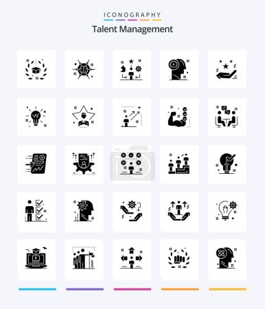 Téléchargez les illustrations : Creative Talent Management 25 Glyph Solid Black icon pack  Such As head. dashboard. brainstorming. traning. talent - en licence libre de droit