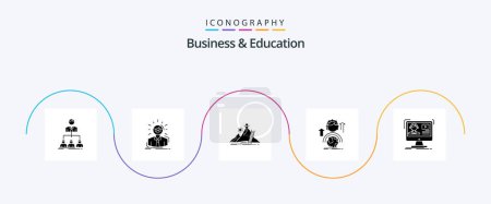Ilustración de Business And Education Glyph 5 Icon Pack Including female. abilities. person. career. development - Imagen libre de derechos