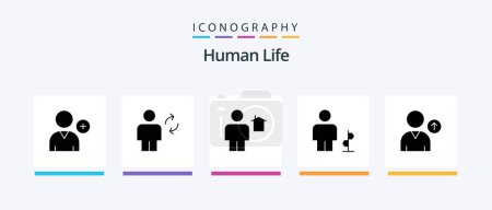 Ilustración de Human Glyph 5 Icon Pack Including road sign. direction. avatar. body. human. Creative Icons Design - Imagen libre de derechos