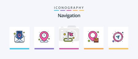 Ilustración de Navigation Line Filled 5 Icon Pack Including map. box. geo. delivery. compass. Creative Icons Design - Imagen libre de derechos