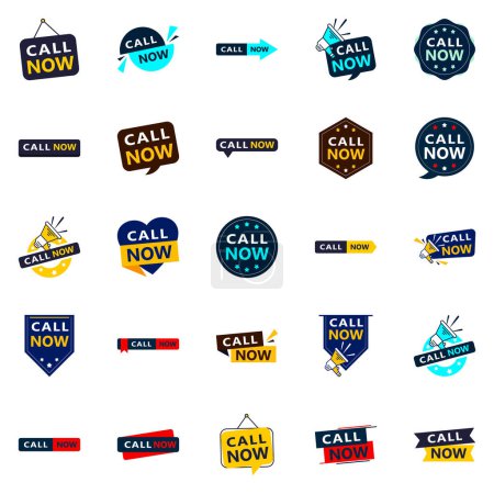 Téléchargez les illustrations : 25 Professional Typographic Designs for encouraging calls Call Now - en licence libre de droit