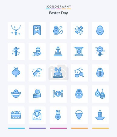 Téléchargez les illustrations : Creative Easter 25 Blue icon pack  Such As decoration. sweets. egg. candy. happy - en licence libre de droit