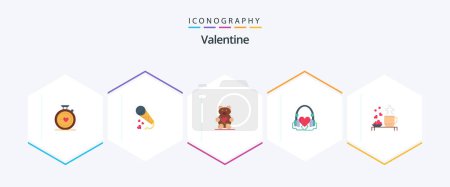 Illustration for Valentine 25 Flat icon pack including hearts. day. mic. valentines. wedding - Royalty Free Image