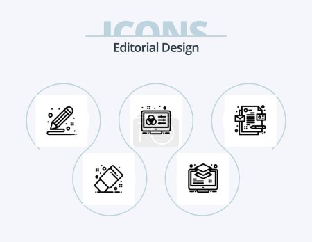 Ilustración de Editorial Design Line Icon Pack 5 Icon Design. editorial. book. development. designer. color scheme - Imagen libre de derechos
