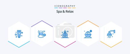 Illustration for Spa And Relax 25 Blue icon pack including spa. local. square. center. green - Royalty Free Image