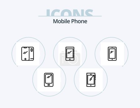 Ilustración de Mobile Phone Line Icon Pack 5 Icon Design. . - Imagen libre de derechos