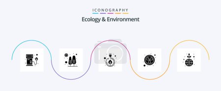 Téléchargez les illustrations : Ecology And Environment Glyph 5 Icon Pack Including nature. radioactivity. electricity. radioactive. nuclear - en licence libre de droit