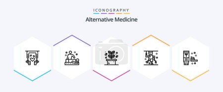 Illustration for Alternative Medicine 25 Line icon pack including environment. medical. herb. injury. accident - Royalty Free Image