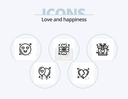 Téléchargez les illustrations : Love Line Icon Pack 5 Icon Design. . shield. love. protection. contact - en licence libre de droit