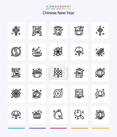 Illustration for Creative Chinese New Year 25 OutLine icon pack  Such As lunar. light. metal. lantern. chinese - Royalty Free Image