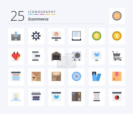 Illustration for Ecommerce 25 Flat Color icon pack including receipt. cash. setting. bill. e - Royalty Free Image