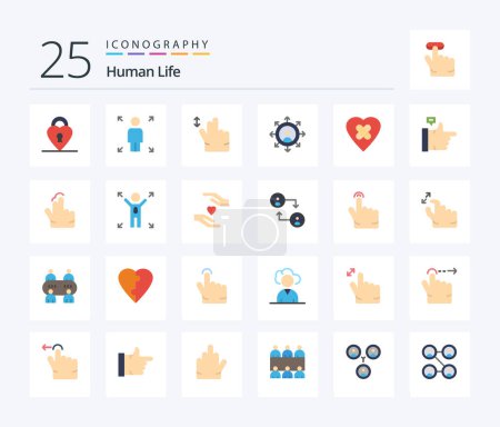 Illustration for Human 25 Flat Color icon pack including thumbs up. bubble. swipe. patch. heal - Royalty Free Image