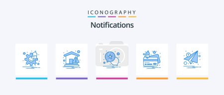 Ilustración de Notifications Blue 5 Icon Pack Including marketing. email. notification. payment. credit. Creative Icons Design - Imagen libre de derechos
