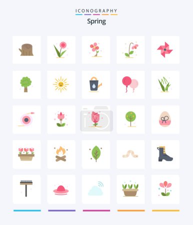 Téléchargez les illustrations : Creative Spring 25 Flat icon pack  Such As brightness. nature. spring. apple tree. tree - en licence libre de droit
