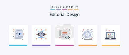 Illustration for Editorial Design Flat 5 Icon Pack Including grid. camera shutter. view. camera lens. view. Creative Icons Design - Royalty Free Image